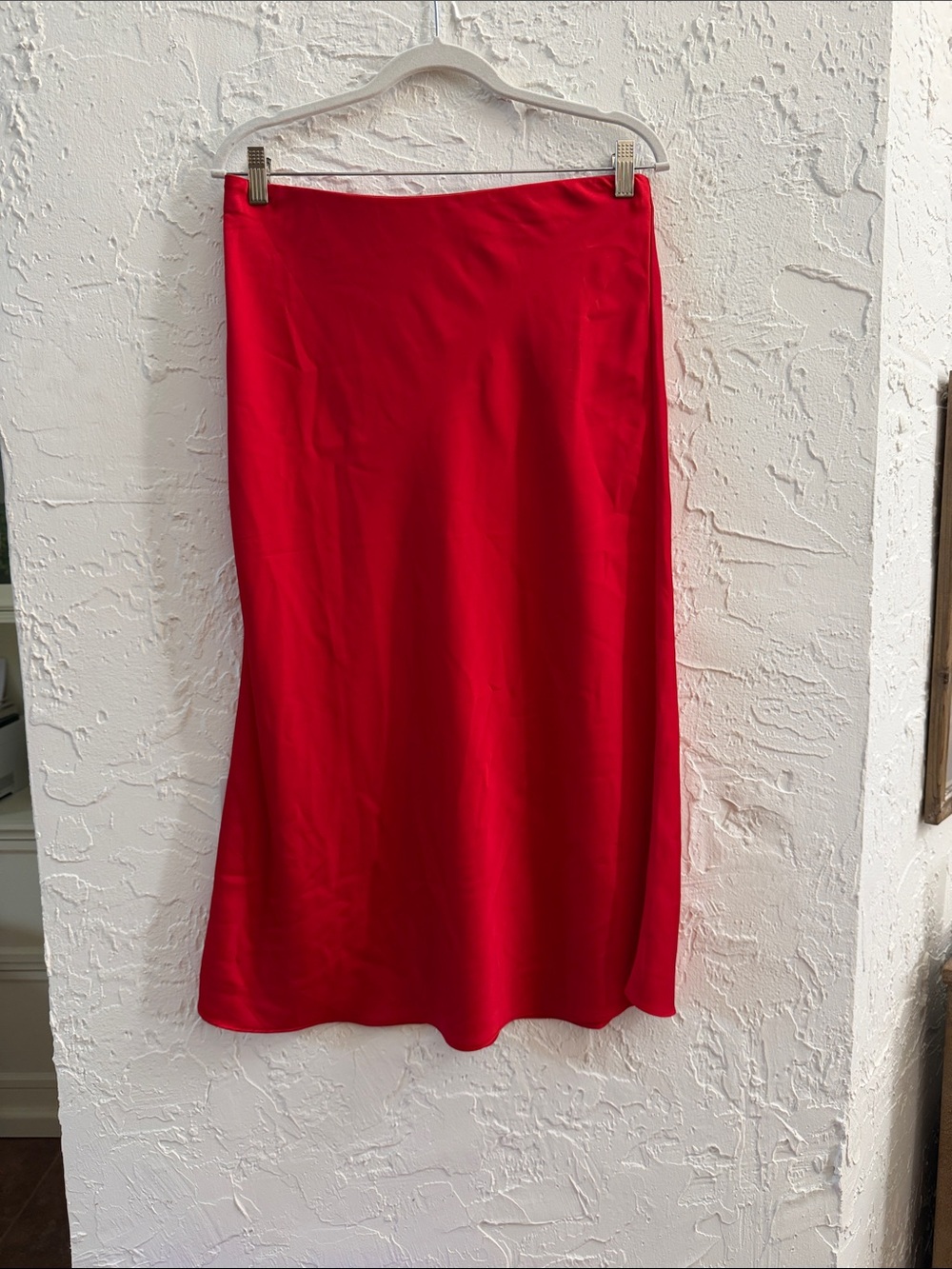 Jcrew red midi skip skirt size M